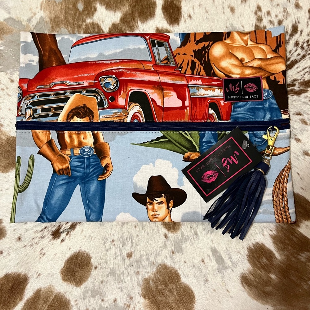 Makeup Junkie Large Cosmetic Bag Themed Clutch Cowboy Western